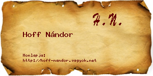 Hoff Nándor névjegykártya